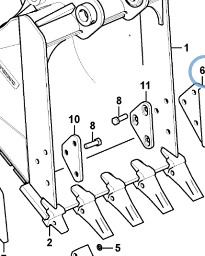 SA1171-00171 BUCKET PLATE_RH SIDE SA1171-00171 BUCKET PLATE_RH SIDE